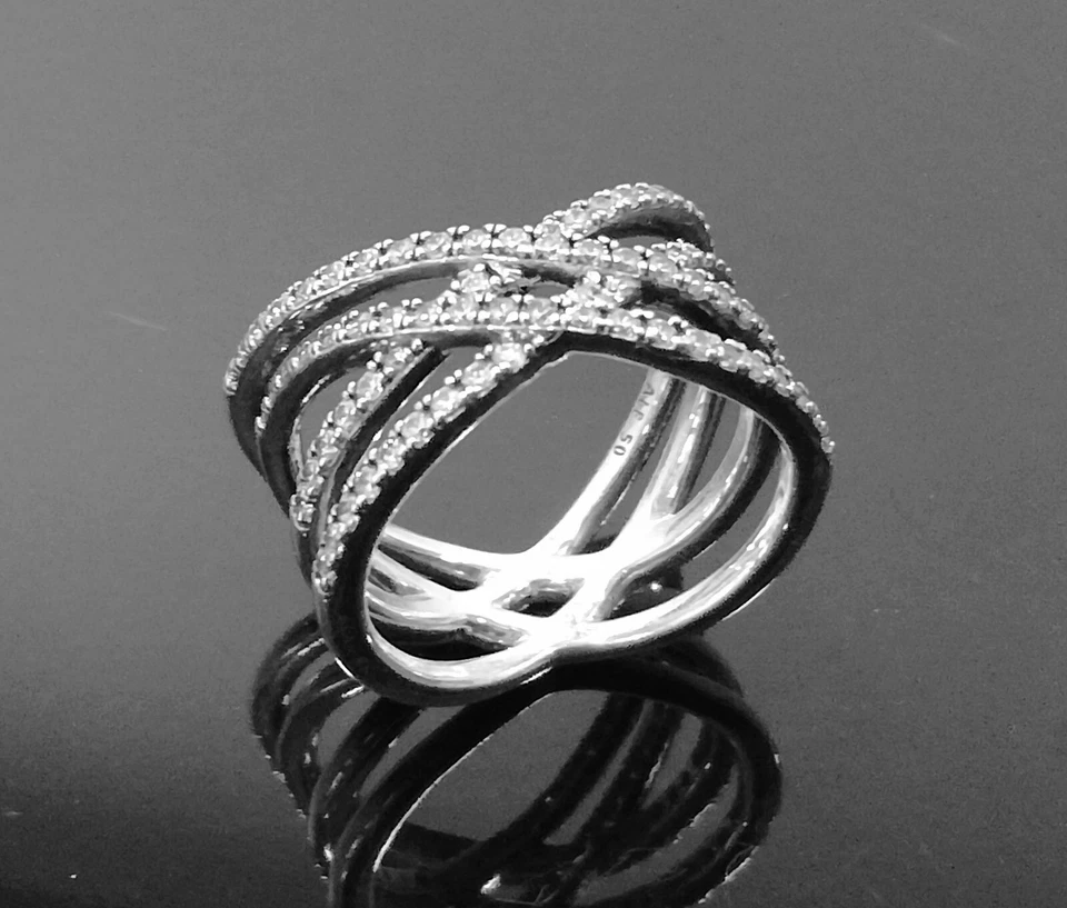 ANELLO PANDORA ORIGINALE "LINEE COSMICHE" 196401CZ-50 ARGENTO 925 DONNA - Immagine 1 di 4