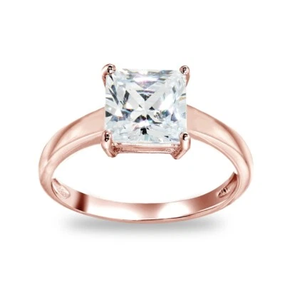 Anillo de compromiso cuadrado de plata enchapado en oro rosa circonita talla 10 talla 10 Foto 1 de 3