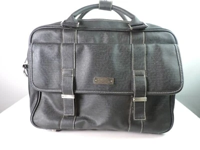 Kenneth Cole Reaction Laptop Negro Imitación Cuero Bolso Maletín Multi Bolsillos Foto 1 de 4