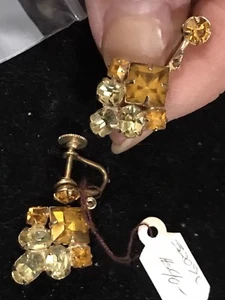 facettiertes Krappen-Set Citrine, Vintage Schraubverschluss Ohrringe, 1,25" insgesamt baumeln - Bild 1 von 3
