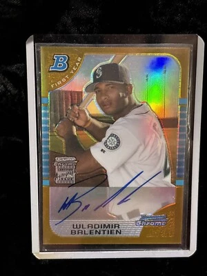 2005 Bowman Chrome  Wladimir Balentien Gold Refractor Cert Auto /50 - Image 1 of 4