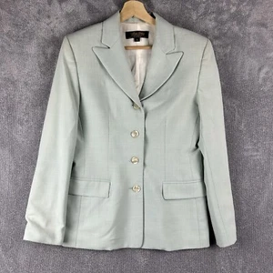 Brooks Brothers Womens Size 8 Blazer Light Blue Wool Blend Plaid Jacket Office - Picture 1 of 24