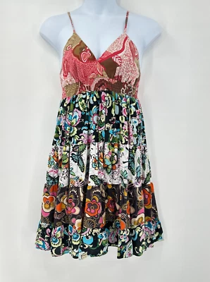 Vestido Babydoll XL Acanalado Hippie En Niveles Correas de Espagueti Festival Mariposa Foto 1 de 4