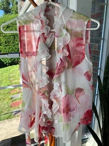 Blouse Wrap Sheer Ruffled la ligna Women's Size 38 Floral - Picture 1 of 4