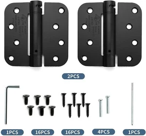 Spring Door Hinges Matte Black Self-Closing Hinges 4 inch x 4 inch Residential  - Picture 1 of 12