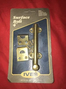Ives C043F3 4-in Surface Bolt, Brass Plated - Picture 1 of 2