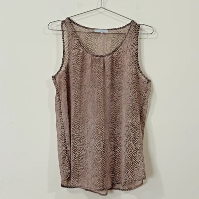 Blusa Transparente Estampado Animal VIOLETA & CLAIRE Talla M Sin Mangas Rosa Marrón Gasa Foto 1 de 4