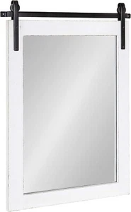 Bathroom Vanity Mirror Farmhouse Rustic White Barndoor Style W/Metal Brackets - Picture 1 of 24