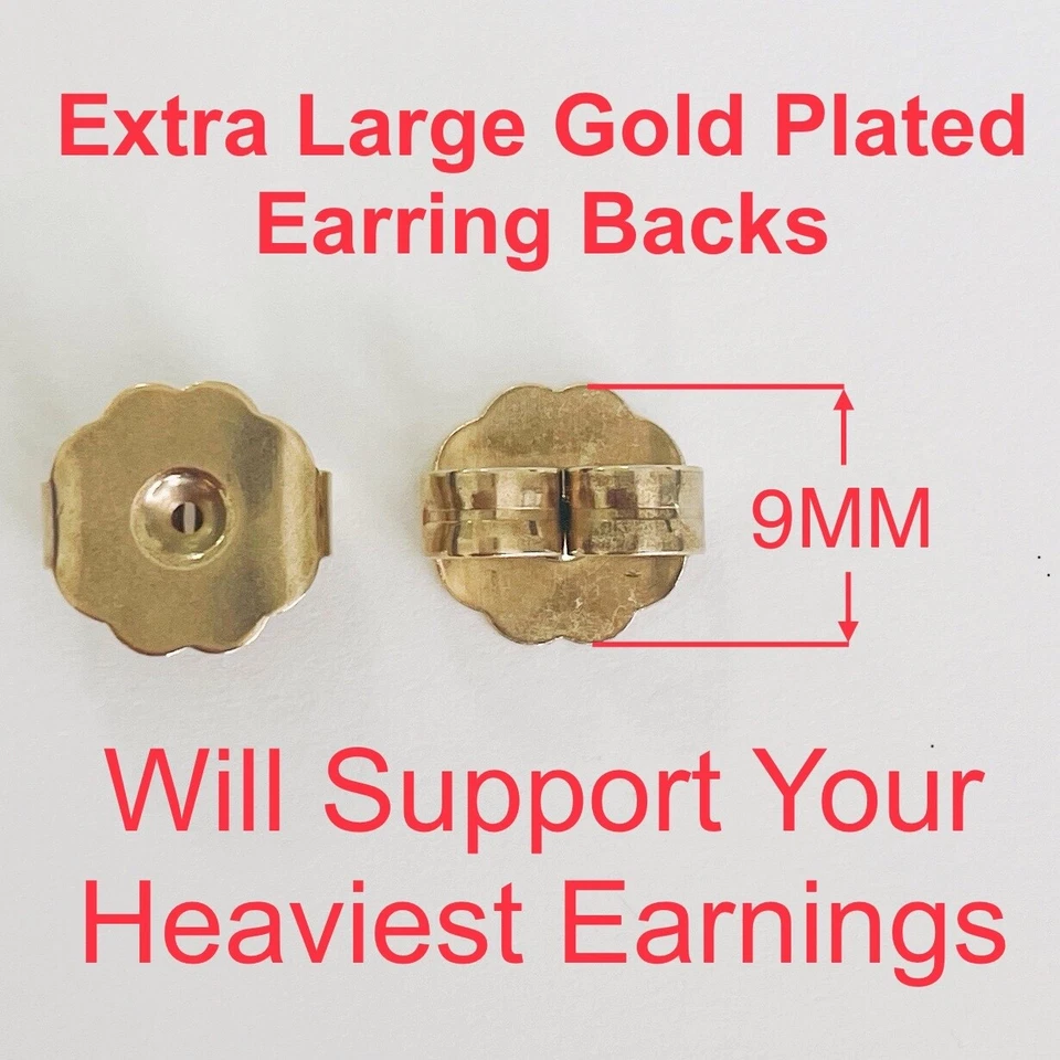 20 pares de respaldos de pendientes enchapados en oro de acero quirúrgico extragrandes hipoalergia. Foto 1 de 4