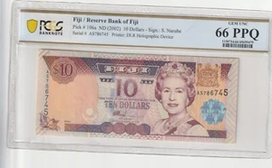 Fiji 2002 10 Dollars PCGS Certified Banknote UNC 66 PPQ Pick 106a - Picture 1 of 2