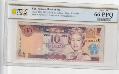 Fiji 2002 10 Dollars PCGS Certified Banknote UNC 66 PPQ Pick 106a - Image 1 of 2