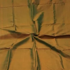 Vintage Brown Dual Tone 100% Pure Silk Plain Sari Remnant 4YD Craft Fabric Scrap - Picture 1 of 4