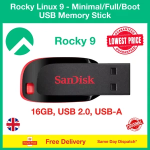 Rocky Linux 9 USB Flash Drive, Minimal/Full (DVD)/Boot 64Bit - Picture 1 of 1