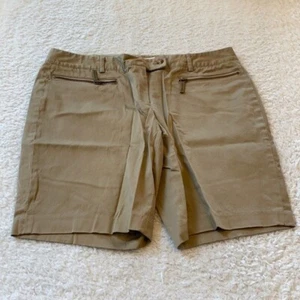 Michael Kors Shorts Womens 8 Tan Casual Stretch Chino Preppy Zip Golf Capsule - Picture 1 of 7