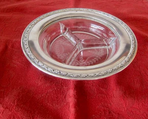 ANTIGUO Robert Wallace & Sons Plata de Ley y Vidrio Relish - Plato de Cóctel Nuez - Imagen 1 de 6