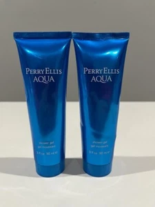 LOT OF 2 PIECES OF PERRY ELLIS AQUA SHOWER GEL FOR MEN 3 OZ EA 6 OZ TTL NWOB