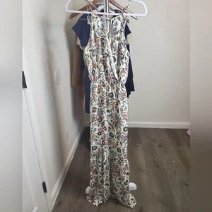 American Eagle Floral Tassle Boho Keyhole Maxi Dress Small - Picture 1 of 8