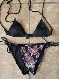 Vintage Y2K Victoria's Secret Bathing Suit String Bikini XS Extra Small Black - Picture 1 of 6