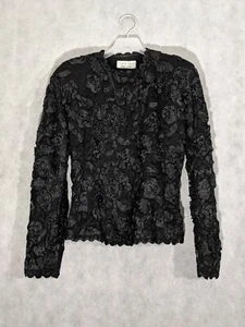 Calvin Klein Collection Vintage 90s USA Mesh Ribbon Floral Jacket Victorian Goth - Picture 1 of 5
