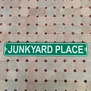 Metal Street Sign Junkyard Place Car Truck Man Cave Bar Garage Decor 3"x18" - Picture 1 of 2