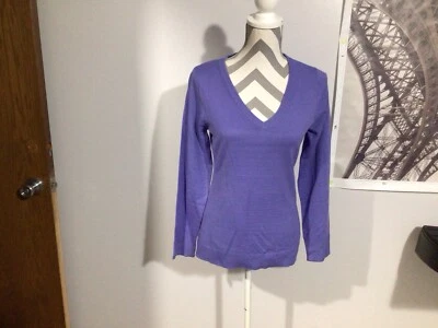 Suéter Pullover NY & Co Púrpura Cuello en V Mangas Largas Cintura Bandas XS  Foto 1 de 4