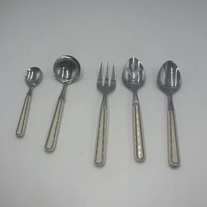 Pfaltzgraff JUNIPER 5 Pieces Plastic Handle Stainless Flatware Vintage Taiwan - Picture 1 of 6