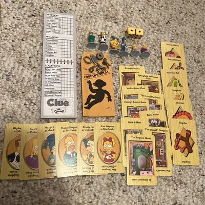 2002 The Simpsons Clue Replacement Pieces Full Set ORIGINAL pieces! Cards dice - Image 1 of 4