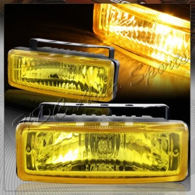 5" x 1.75" Rectangle Chrome Housing / Yellow Lens Fog Lights Lamps Universal - Image 1 of 4