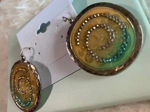 Gas Bijoux Silver Tone Rhinestones Enamel Earrings Signed France - Picture 1 of 13