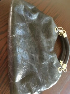 LOVELY BROWN LEATHER HANDBAG WITH SILVER TRIM APPROX 13" x 9" x 4" - Picture 1 of 6