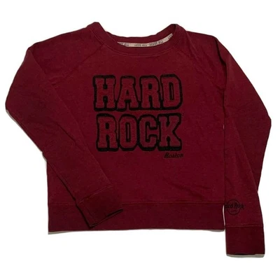 Sudadera Hard Rock Boston Pequeña Para Mujer Borgoña Manga Larga Suéter Redondo Foto 1 de 4
