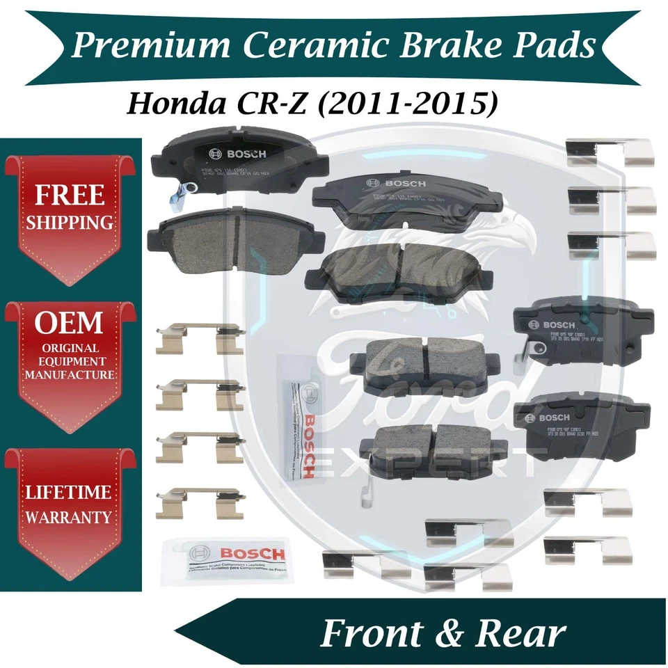 Kit de pastillas de freno delanteras y traseras de cerámica Bosch OEM para Honda CR-Z 2011-2015 9 años de garantía Foto 1 de 4