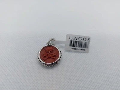 Colgante LAGOS Auténtico Plata y Jaspe Rojo Calavera Huesos Cruzados ¡Valor de $400! Foto 1 de 3