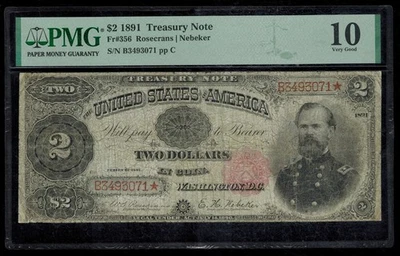 Billete del Tesoro FR 356 1891 $2 PMG 10  Foto 1 de 2
