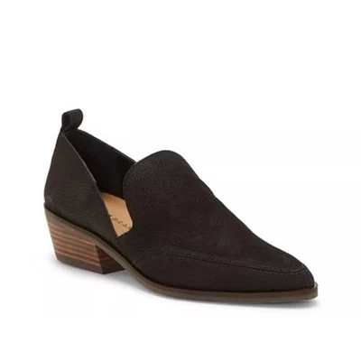 Women’s Lucky Brand Black Leather Slip On Mahzan Flat size 7M - Image 1 of 4