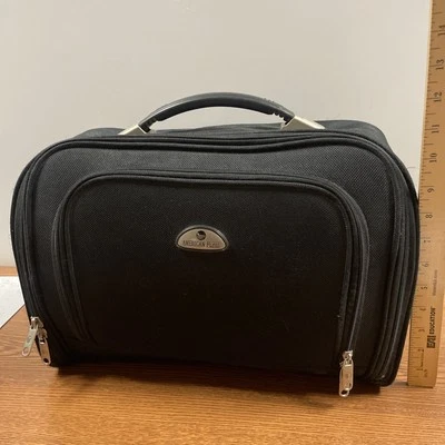 American Flyer Carry-on Overnight Bag Tote Duffel Heavy Nylon Black 16”x12” - Image 1 of 4