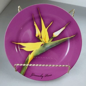 Givenchy Paris Salad Plate Purple with Bird Of Paradise Flower 8" Tropical Beach - Picture 1 of 6