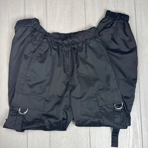 Cargo Pants, Shiny black, Elastic Waist, Medium joggers - Picture 1 of 8