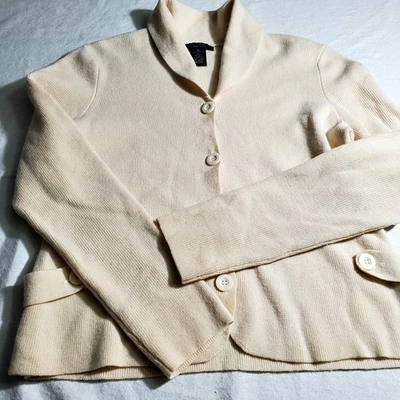 Cárdigan Suéter Sarah Spencer Mujer 100% Lana Merino Italiana Talla M Crema Boho Foto 1 de 4