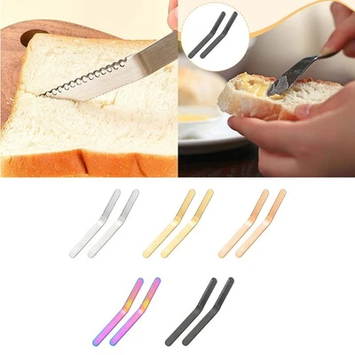 2x Coltelli da burro spalmabili con lama seghettata in acciaio inossidabile - Immagine 1 di 2