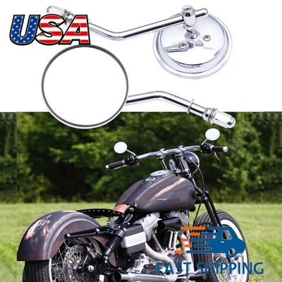 Round Rearview Mirrors for Harley-Davidson Fatboy Sportster 883 Softail Springer - Изображение 1 из 4