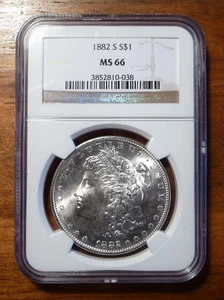 1882-S MS66 Morgan Silver Dollar NGC Graded MS66 Gleaming White! - Picture 1 of 3