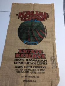 Kauai Coffee 2006 Estate Reserve Kaual's Po'okela Farm Burlap Bag - Picture 1 of 9