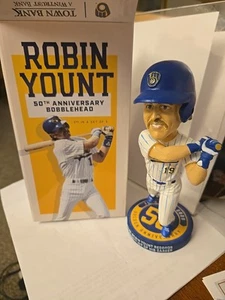 Robin Yount 50 aniversario 9.9.92 Bobblehead 2021 Milwaukee Brewers 3er nuevo en caja - Imagen 1 de 7