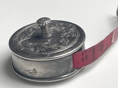 ANCIEN Mètre Ruban Couture Argent Massif ANTIQUE Sterling Silver sewing meter - Photo 1/4