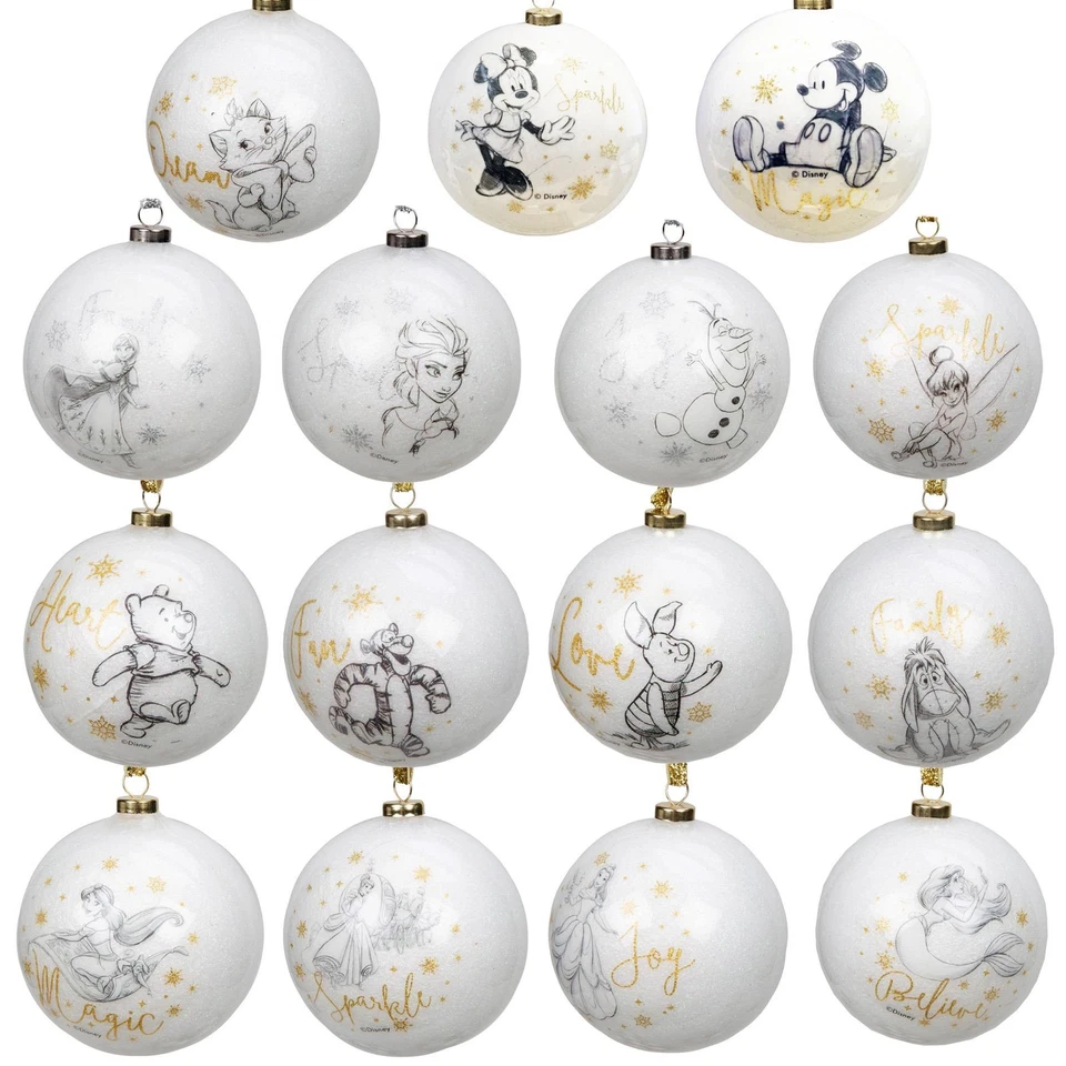 Disney 80mm Christmas Bauble Glitter Sparkle - Choose Design - Image 1 of 1