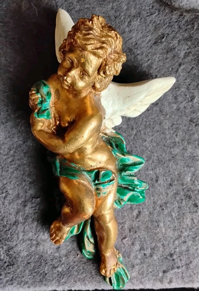 grand angelot en plâtre ancien vintage - Photo 1/4