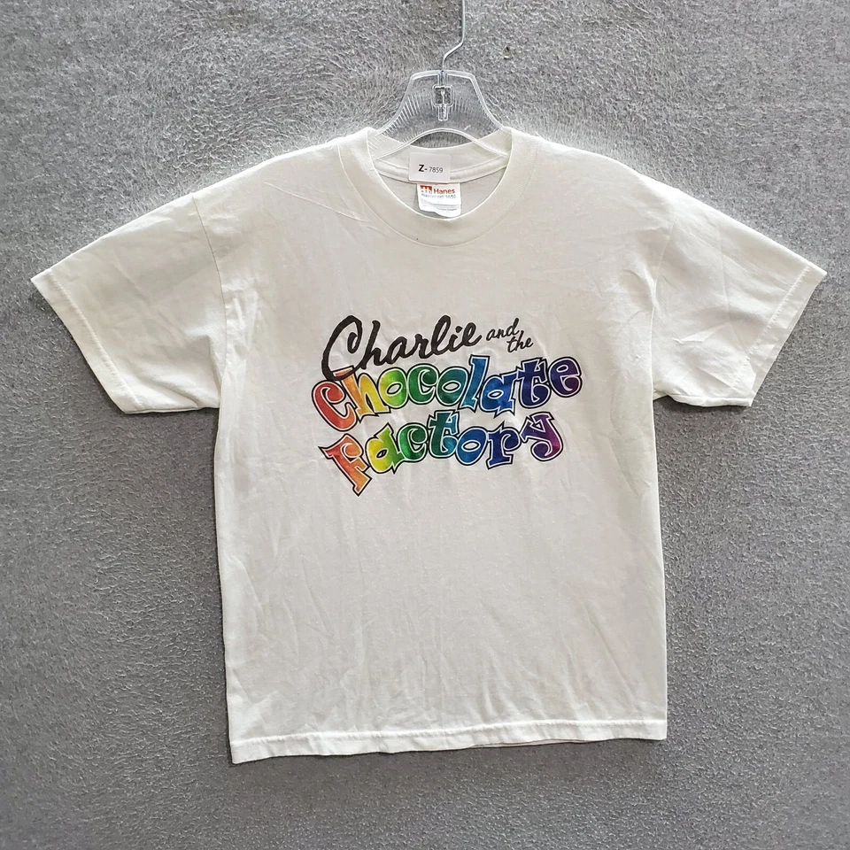 Camiseta DE COLECCIÓN Charlie And The Cocolate Factory Niños Grande Blanco Logo Arco Iris Foto 1 de 4