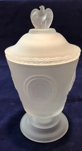 FENTON LIDDED JAR URN National Council State Garden Club Bicentennial Frosted - Picture 1 of 8