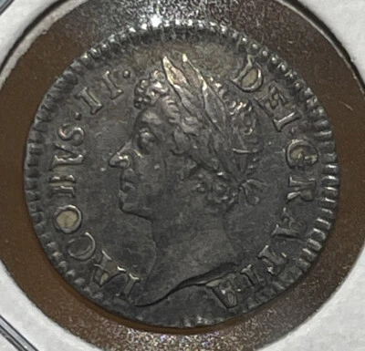 1687 Great Britain Silver James II 2 Pence KM# 454 AU - Image 1 of 2